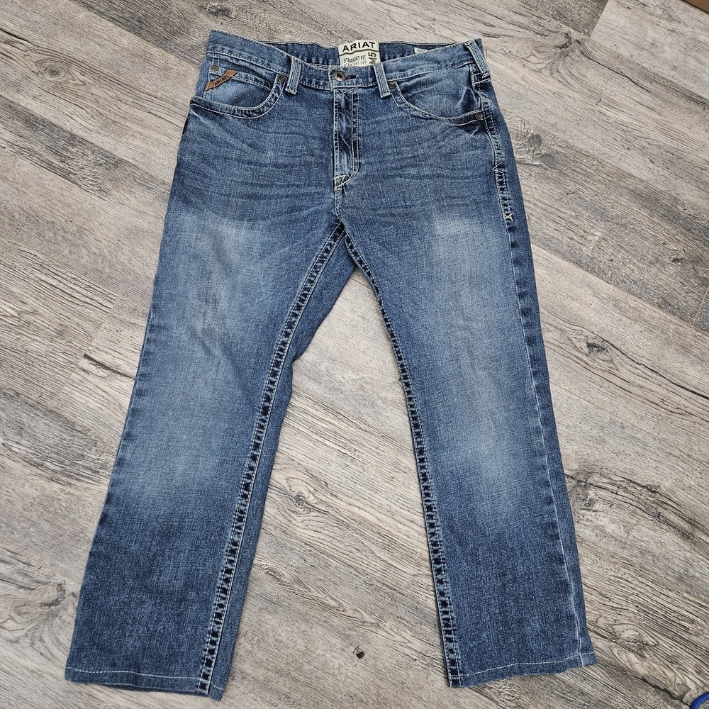 ARIAT M5 Straight Fit Straight Leg Western Rodeo Jeans LIGHT Wash MENS 35x30